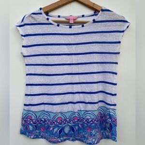 Lilly Pulitzer White and Blue Striped Top
